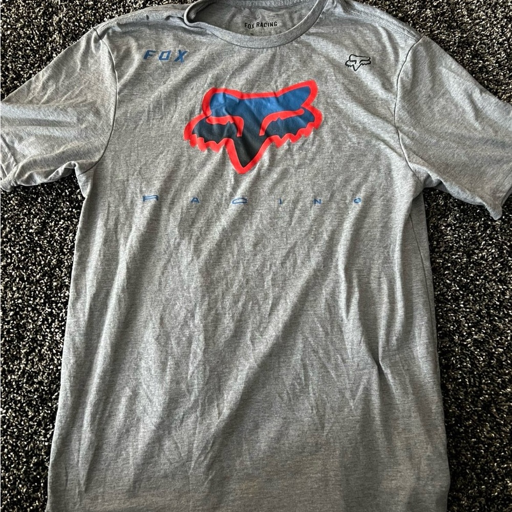 Fox Racing Men's Gray and Red Tee